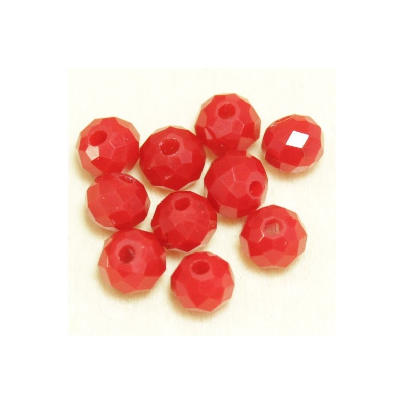 Perles en cristal à facettes - Coussin  - 4x5,5mm - Rouge Foncé Opaque - Lot de 50