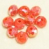 Perles en cristal à facettes - Coussin  - 4x5,5mm - Rouge Opaque Irisé - Lot de 50