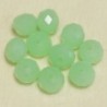 Perles en cristal à facettes - Coussin  - 4x5,5mm - Vert Clair Laiteux - Lot de 50