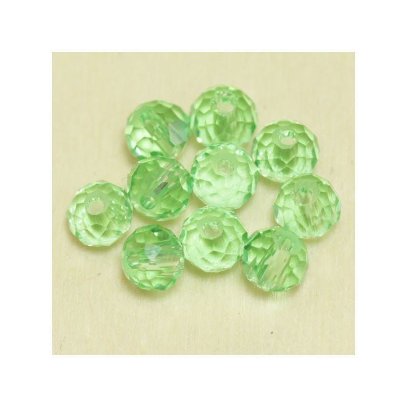 Perles en cristal à facettes - Coussin  - 4x5,5mm - Vert Peridot Transparent - Lot de 50