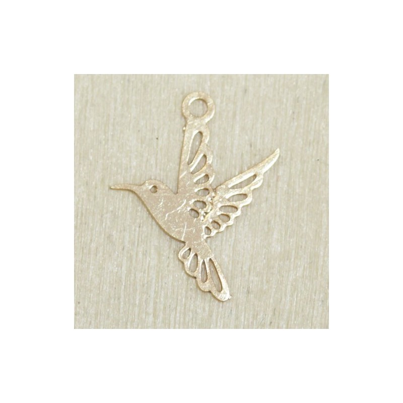 Breloque Laser Cut oiseau colibri gold rose