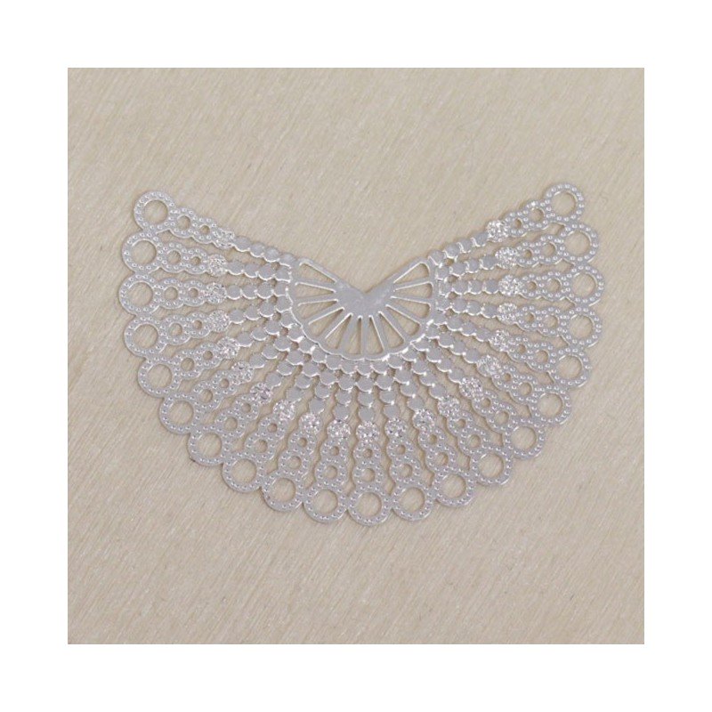 Pendentif Laser Cut - Eventail - 40x37mm - Argenté