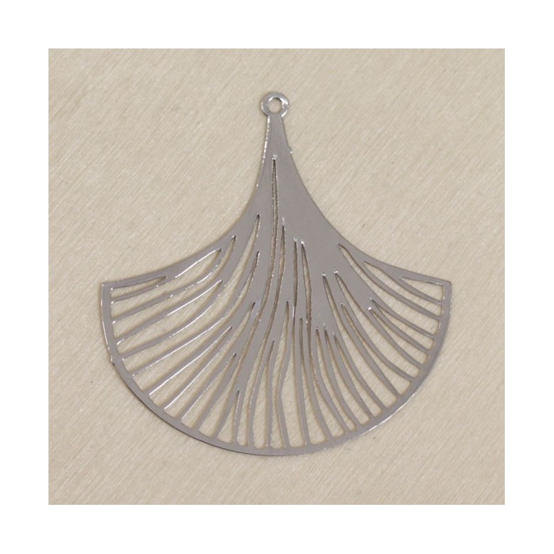 Pendentif Laser Cut - Feuille tropicale - 39x37mm - Argenté