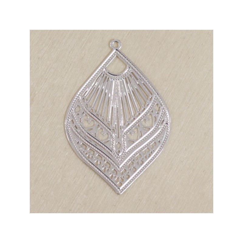 Pendentif Laser Cut - Goutte pointue -38x25mm - Argenté