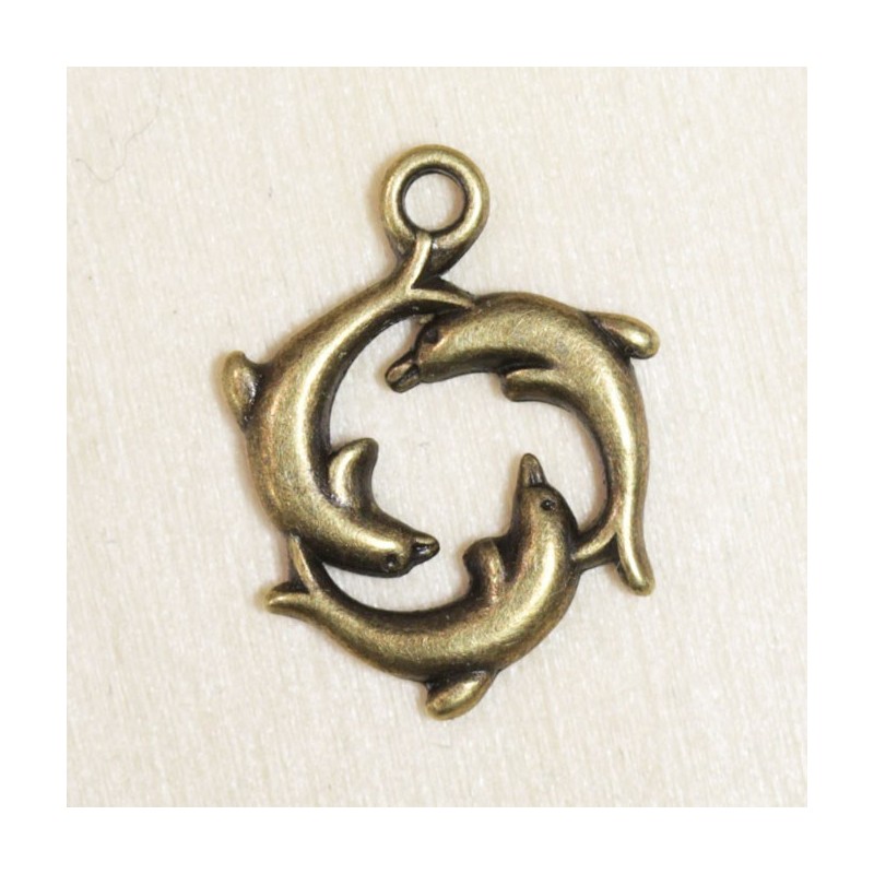 Breloque Cercle de Dauphins bronze