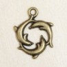 Breloque Cercle de Dauphins - 20x17mm - Bronze