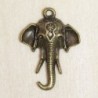 Breloque Tête d'éléphant - 25x18mm - Bronze