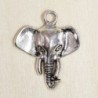 Breloque Tête d'éléphant - 25x22mm - Argenté foncé