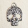 Breloque - Tête de mort Mexicaine - 23x16mm - Argenté foncé