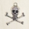 Breloque - Tête de mort Pirate - 24x21mm - Argenté foncé