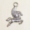 Breloque Licorne au galop - 24x16mm - Argenté foncé