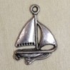 Breloque Bateau - 23x16mm - Argenté foncé