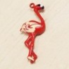 Breloque Flamant rose - 32x13mm - Émaillé Rouge