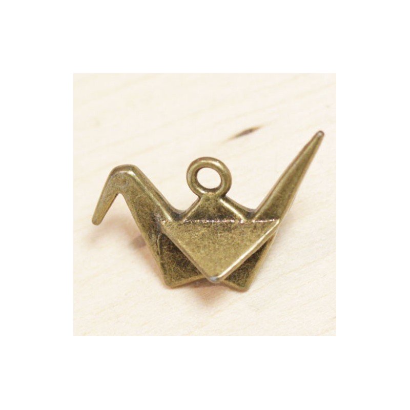 Breloque Grue origami bronze