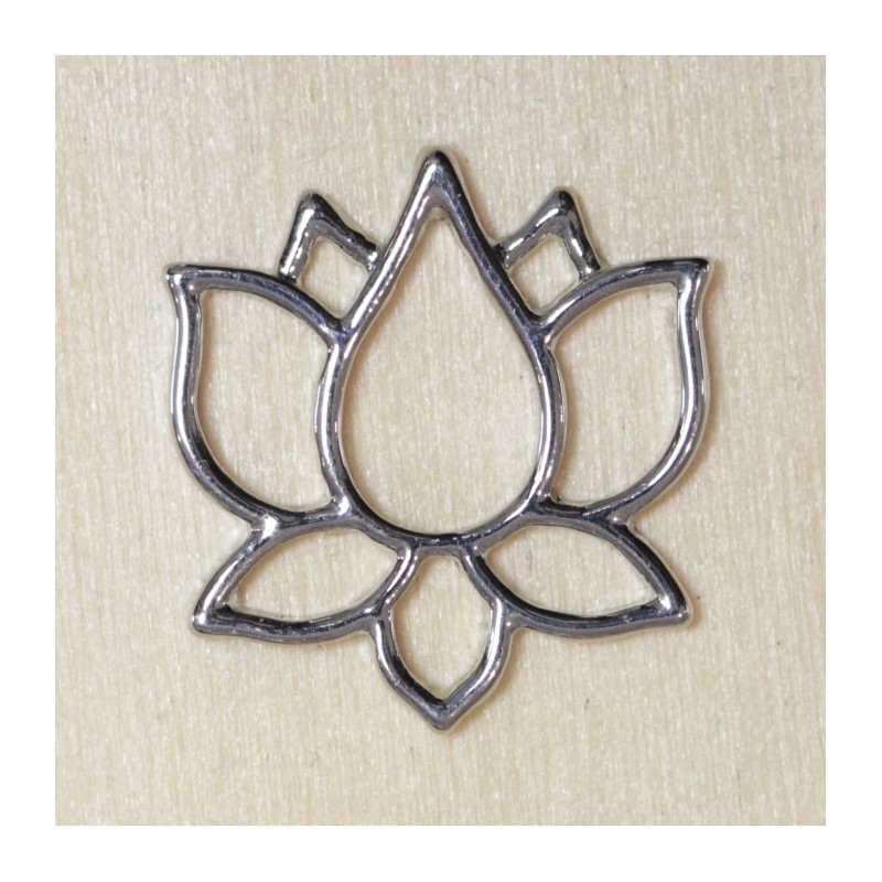 Breloque fleur de lotus argenté foncé