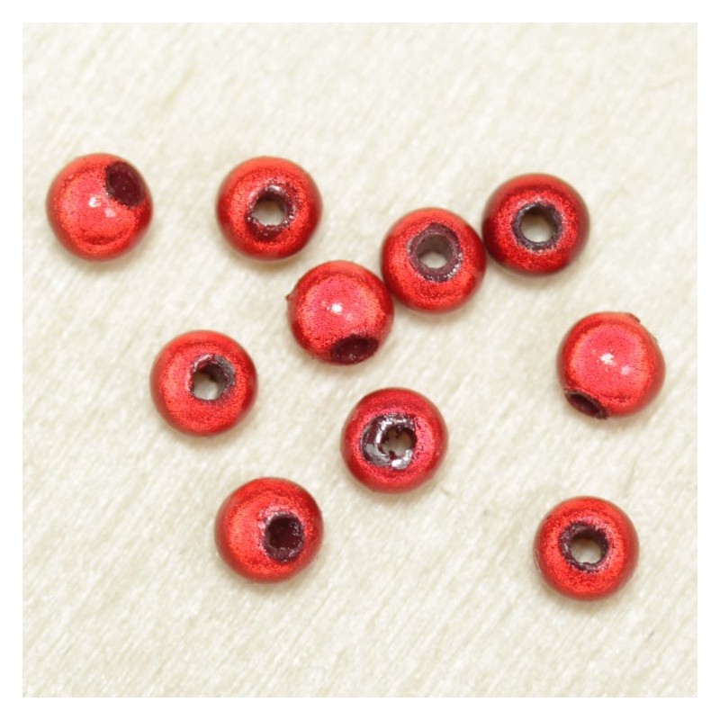 Perles Magiques Rondes 4mm - Lot de 10 Perles - Rouge