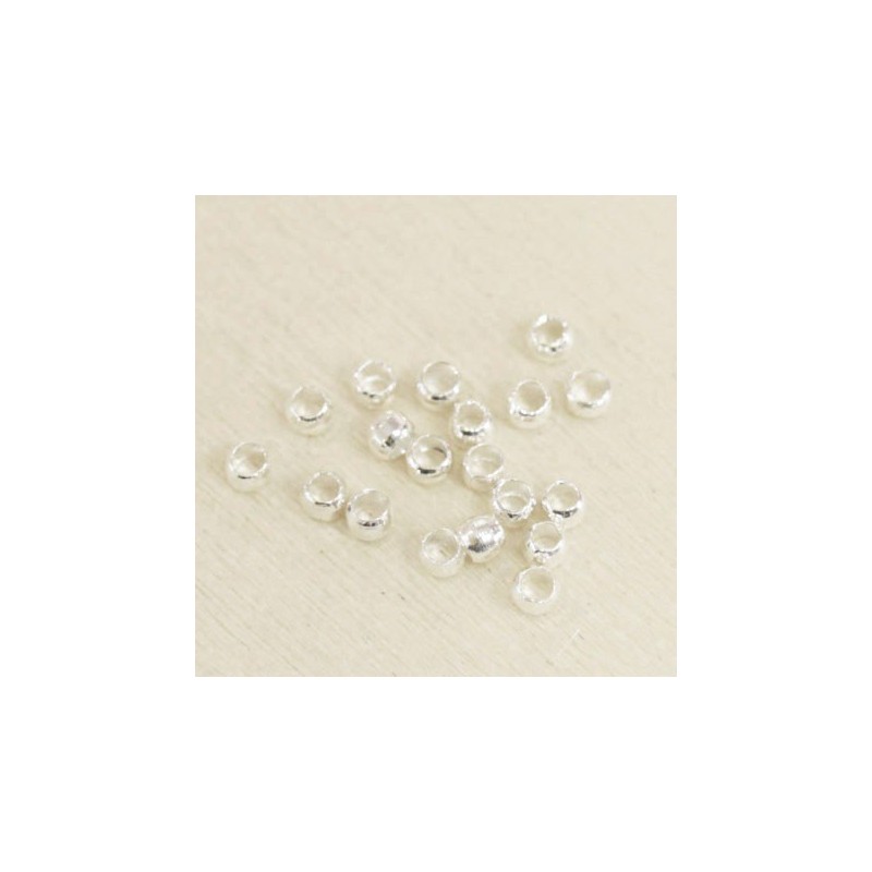 Perles à écraser 2mm  - Argenté - Lot de 100