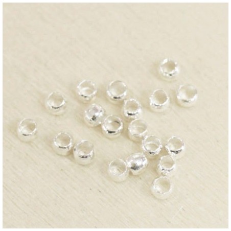 Perles à écraser 2mm  - Argenté - Lot de 100