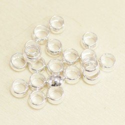 Perles à écraser 4mm  - Argenté - Lot de 20