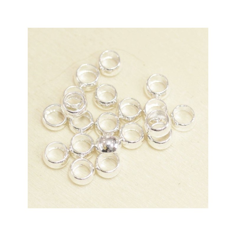 Perles à écraser 4mm  - Argenté - Lot de 20