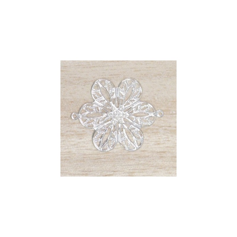 Filigré - Estampe - Fleur - 26x20mm - Argenté