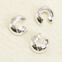 Cache-Perles à écraser  4mm  - Argenté - Lot de 10