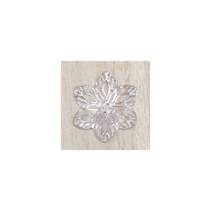 Filigré - Estampe incurvée - Fleur - 23mm - Argenté