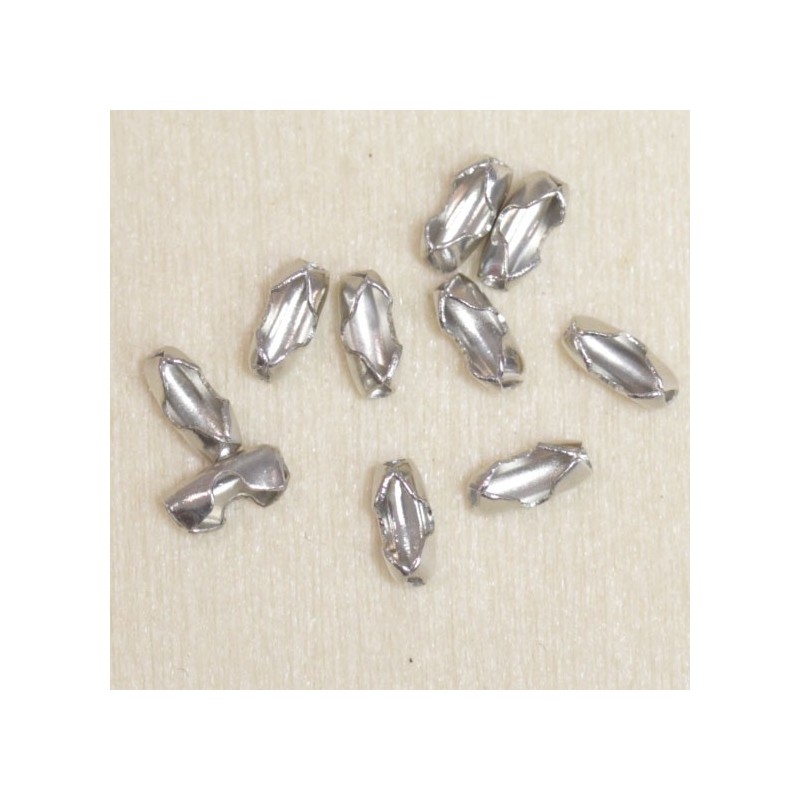 Fermoirs pour chaîne boule - 1,5mm - Argenté foncé - Lot de 10