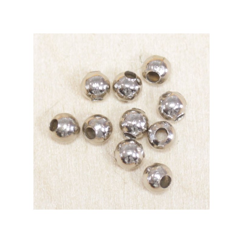 Perles métal - Rondes 011- 4mm - Argenté foncé - Lot de 10