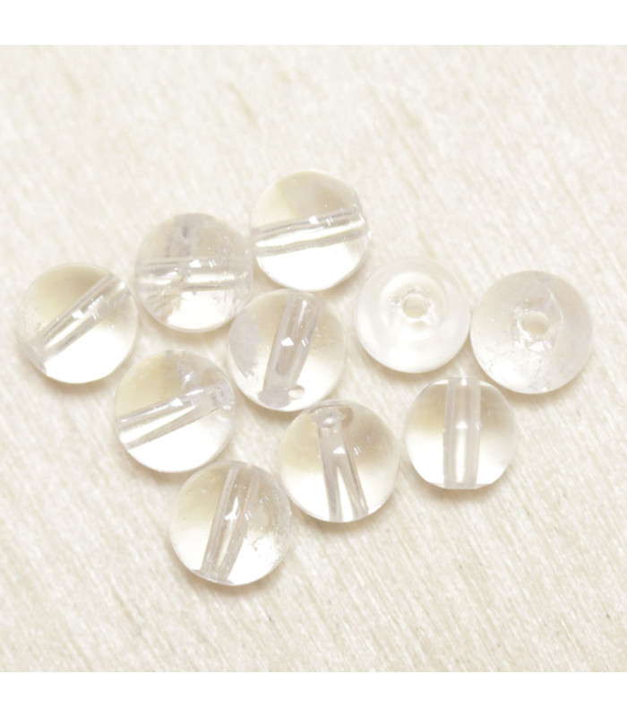 Perles en pierre naturelle ou Gemme - Cristal Roche - 6mm - Lot de 10 perles