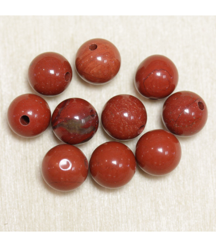 Perles en pierre naturelle ou Gemme - Jaspe Rouge - 4mm - Lot de 10 perles