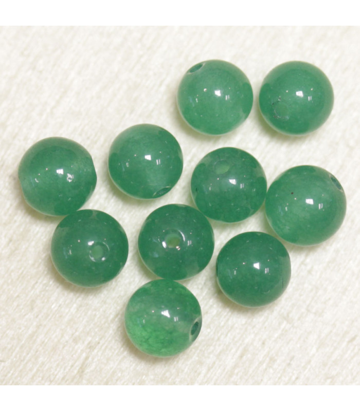 Perles en pierre naturelle ou Gemme - Aventurine Verte - 6mm - Lot de 10 perles