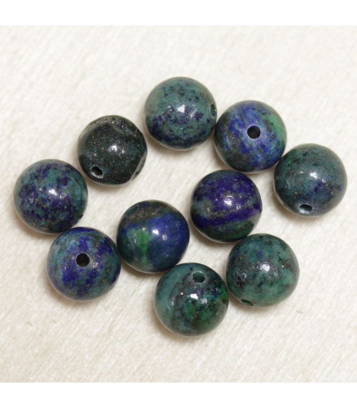 Perles en pierre naturelle ou Gemme - Chrysocolle Azurite - 4mm - Lot de 10 perles