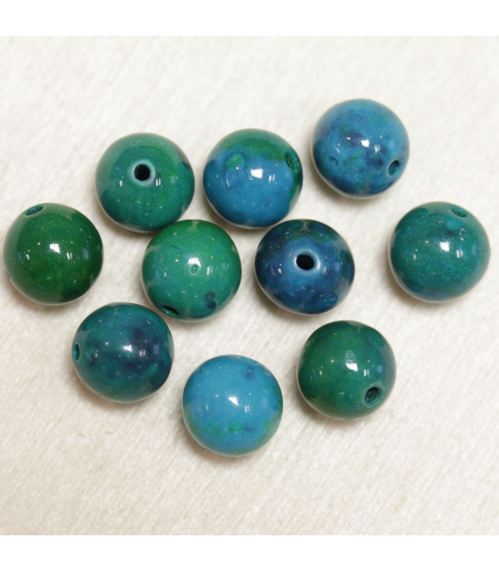 Perles en pierre naturelle ou Gemme - Chrysocolle - 10mm - Lot de 10 perles