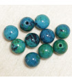 Perles en pierre naturelle ou Gemme - Chrysocolle - 4mm - Lot de 10 perles