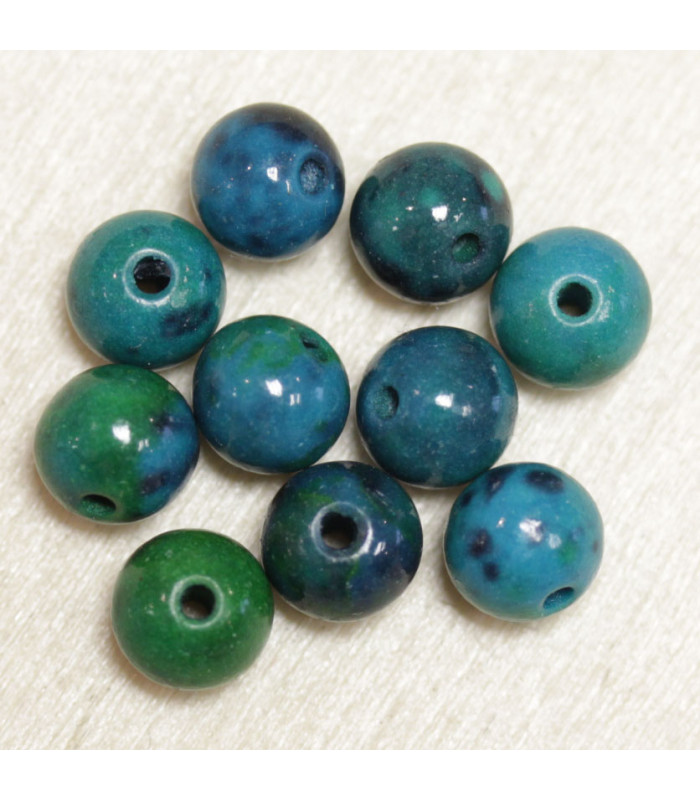 Perles en pierre naturelle ou Gemme - Chrysocolle - 6mm - Lot de 10 perles