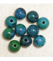 Perles en pierre naturelle ou Gemme - Chrysocolle - 6mm - Lot de 10 perles