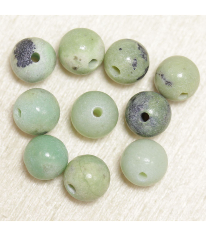 Perles en pierre naturelle ou Gemme - Chrysoprase - 6mm - Lot de 10 perles