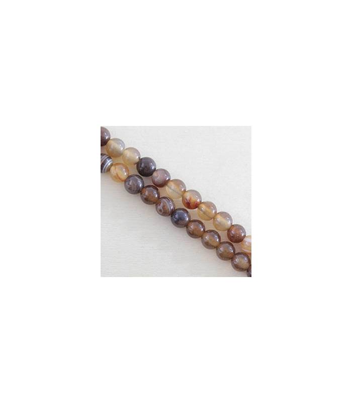 Fil de 38cm en Perles en pierre naturelle - Agate Teintée Marron - 6mm