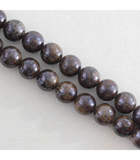 Perles rondes en Bronzite - 8mm - Fil de 38 cm - Pierre naturelle ou Gemme