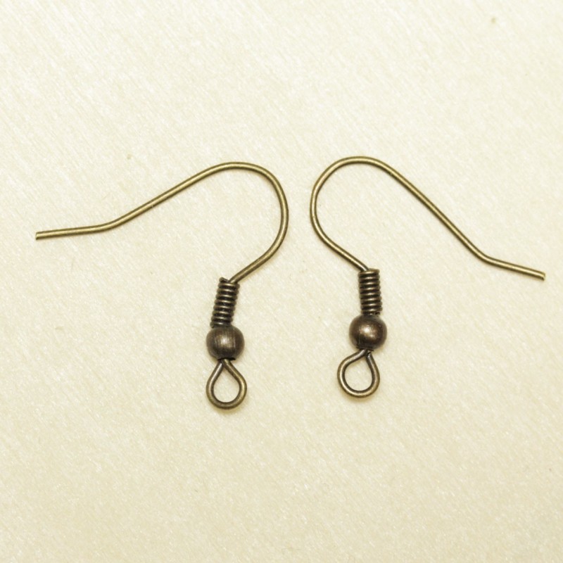 Boucles d'oreilles Hameçons avec boules - Bronze - La Paire