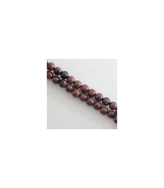 Fil de 38cm en Perles en pierre naturelle - Obsidienne Acajou - 6mm