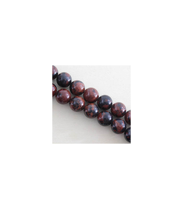 Fil de 38cm en Perles en pierre naturelle - Obsidienne Acajou - 10mm