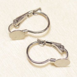 Boucles d'oreilles Dormeuses avec Plateau 6mm - Argenté foncé - La Paire