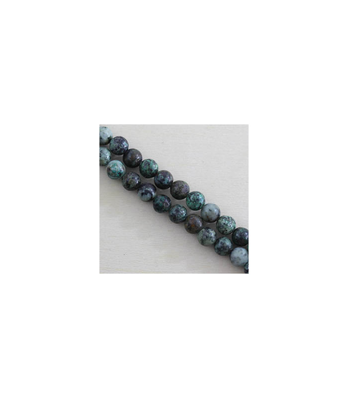 Fil de 38cm en Perles en pierre naturelle - Turquoise d'Afrique - 6mm