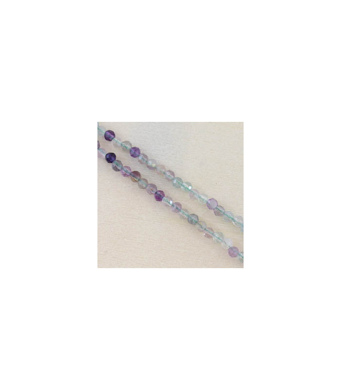 Perles Rondes à Facettes en Fluorite - 3,5x3mm - Fil de 38cm - Pierre naturelle ou Gemme