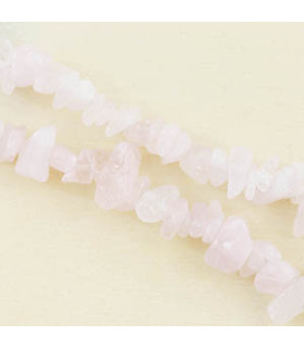 Fil de 80cm en Perles Chips en pierre naturelle - Quartz Rose - 5 à 8mm environ