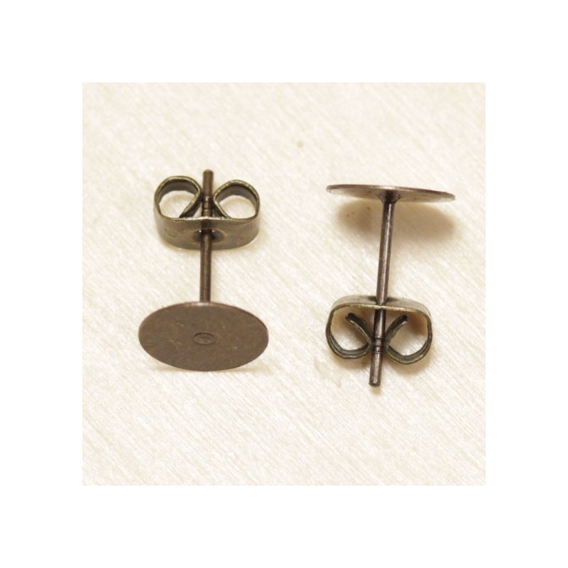 Boucles d'oreilles Puces avec Plateau 8mm - Bronze - La Paire