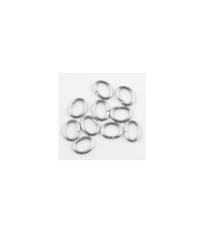 Anneaux de jonction Ovales 4x5x0,8mm - Acier inoxydable - Argenté foncé - Lot de 10