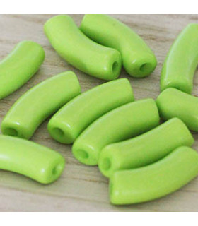 Perle Tube Incurvée en Acrylique 34,5x11mm - Vert Chartreuse